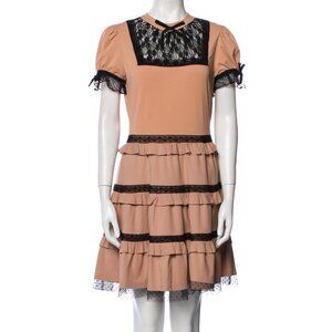 Chic Red Valentino  Mini Tan Dress with Black lacePerfect with ANy occasion